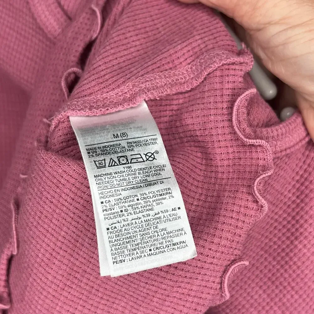 Old Navy dusty rose waffle long sleeve top Girls Size Medium (8)